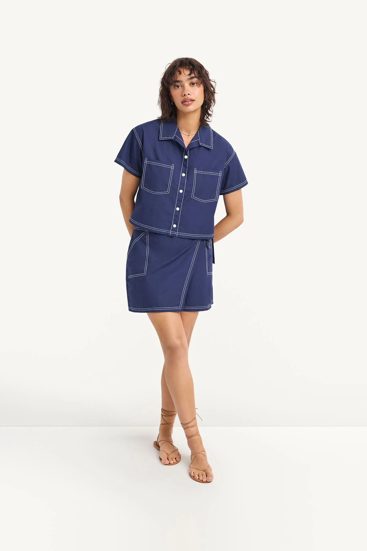 Ashley Wrap Skirt - Midnight Cotton Poplin