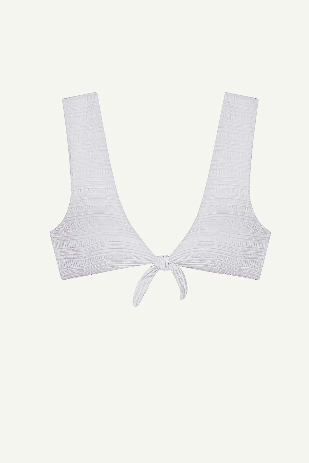 Cassia Crop Top - White Seersucker Stripe