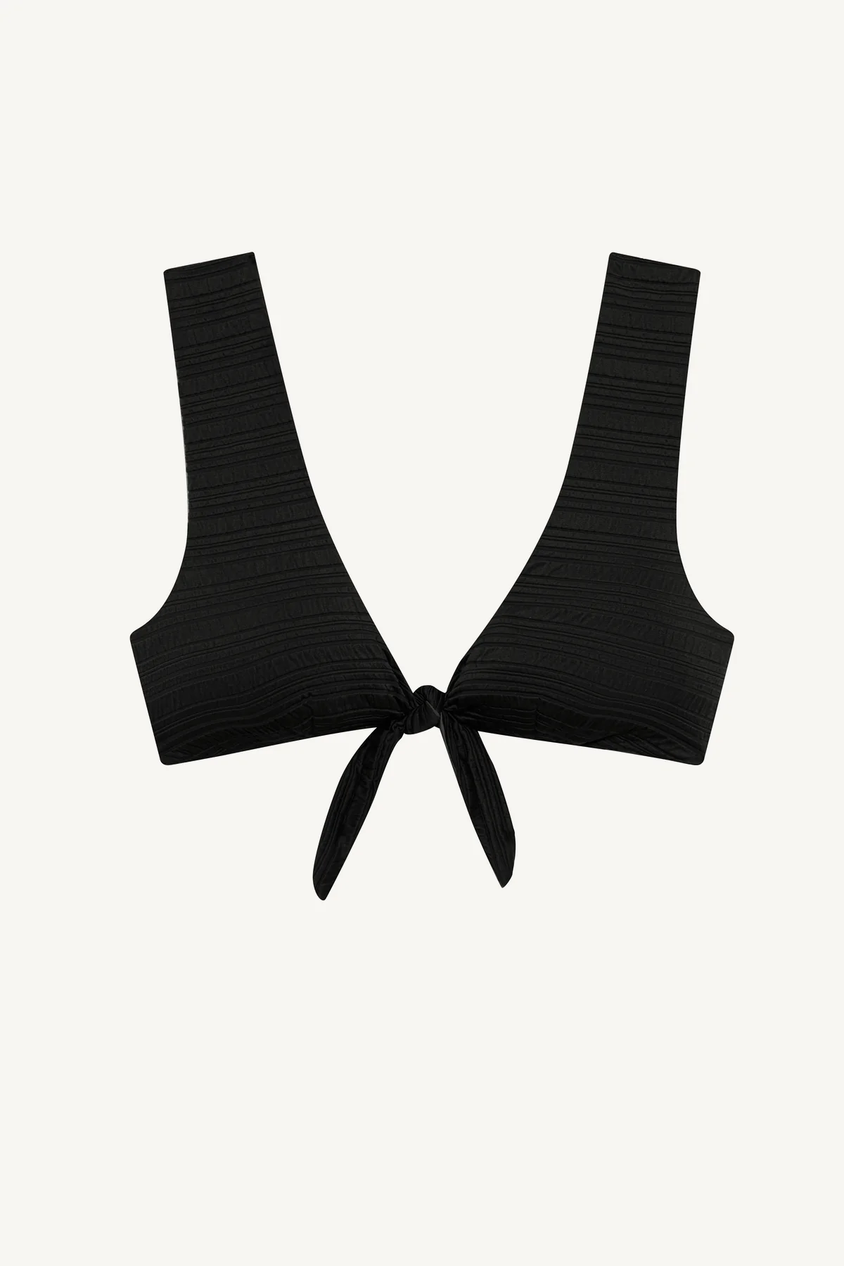 Cassia Crop Top - Black Seersucker Stripe