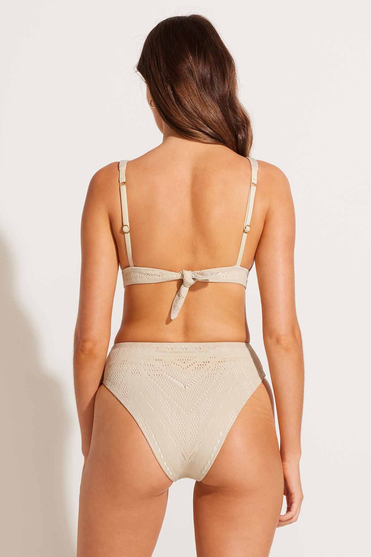 Barcelona High Waist Bottom - Natural Calico Crochet