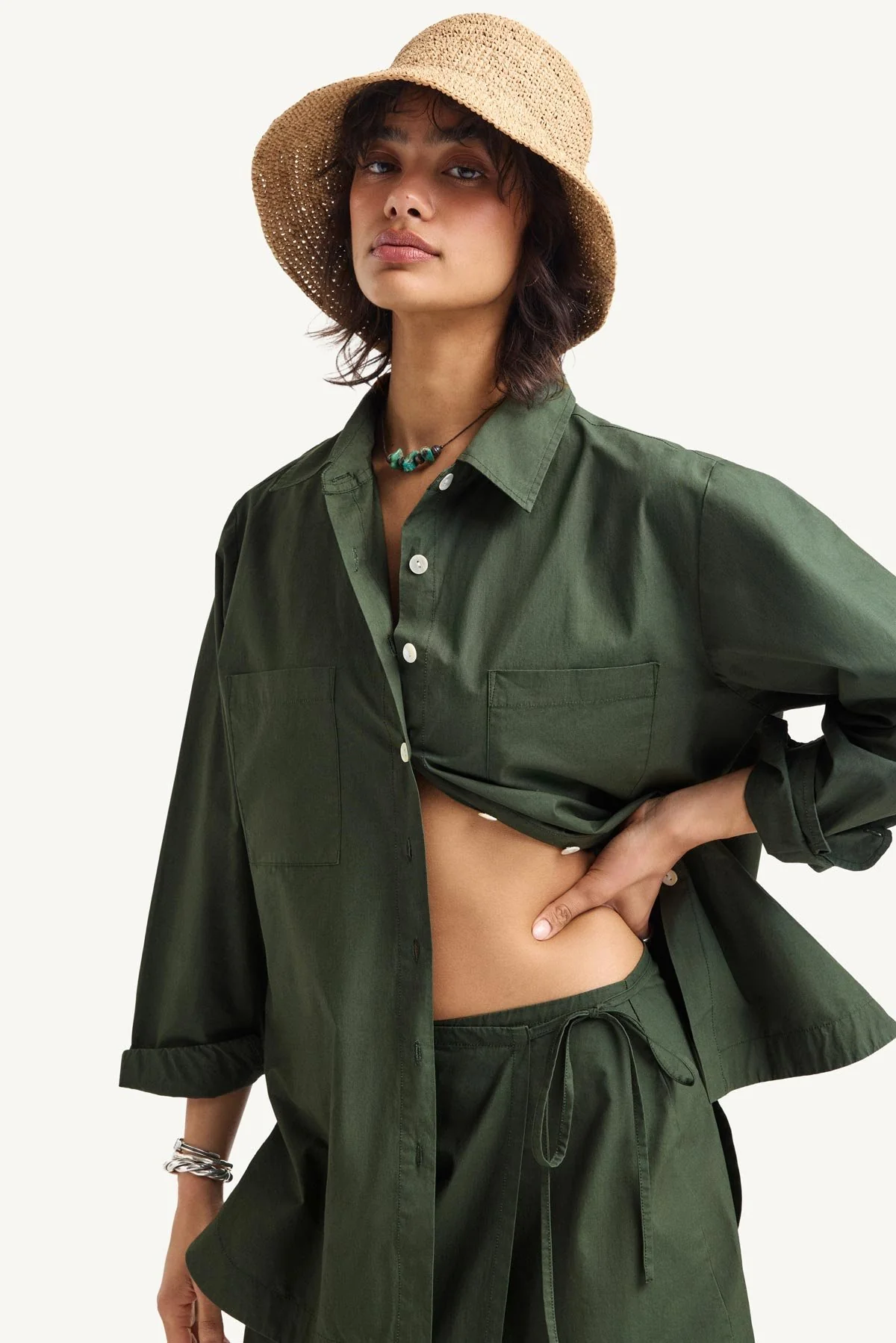 195-nadia-shirt-forest-cotton-poplin-1.webp Nadia Shirt - Forest Cotton Poplin
