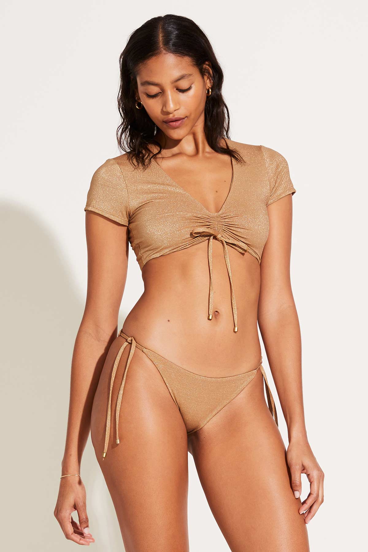 2031-gemma-ruched-crop-top-golden-glow-metallic-3.jpg Gemma Ruched Crop Top - Golden Glow Metallic