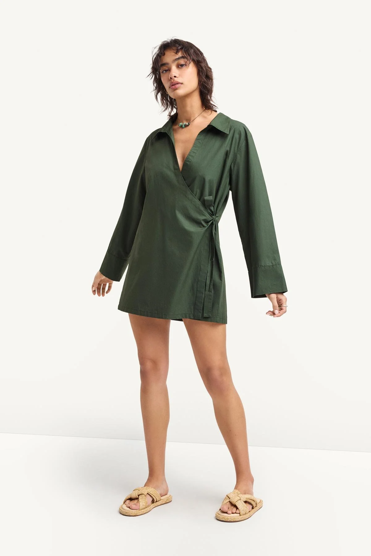 213-elodie-wrap-dress-forest-cotton-poplin-1.webp Elodie Wrap Dress - Forest Cotton Poplin