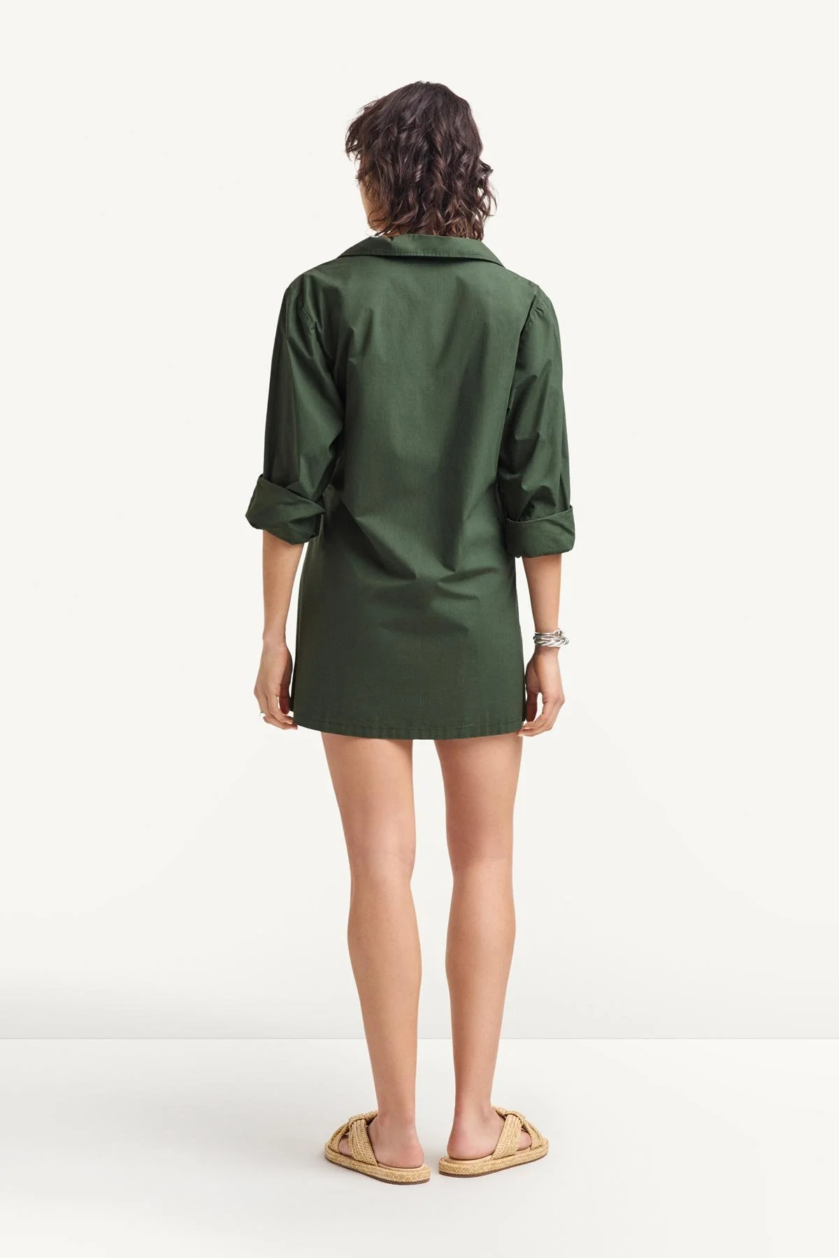 Elodie Wrap Dress - Forest Cotton Poplin