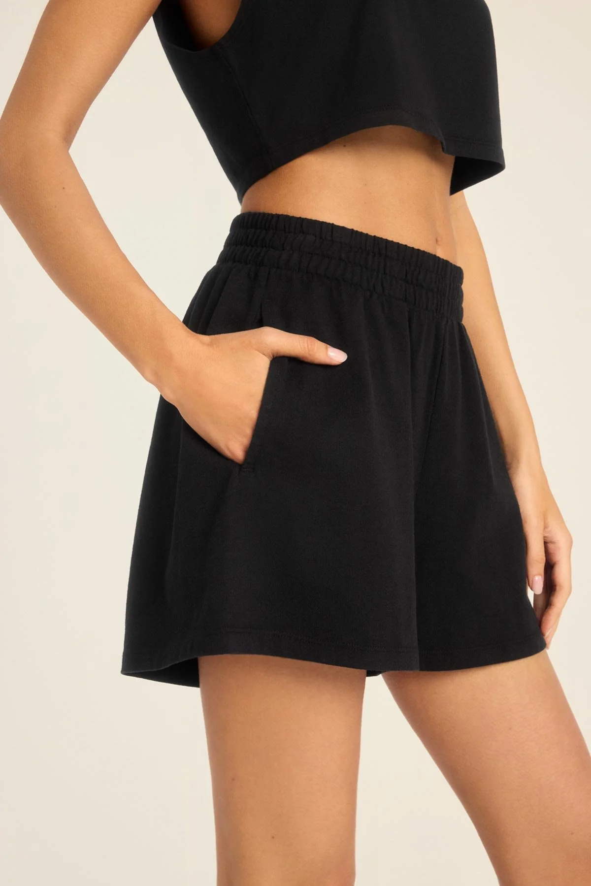 Coast Short - Black Cotton Jersey