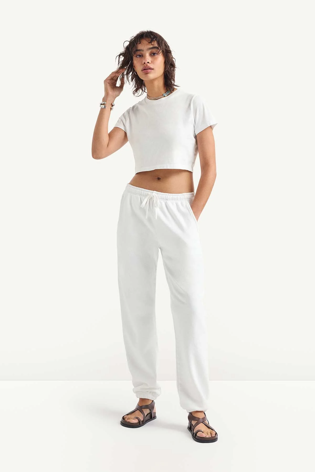 Coast Fitted Crop Shirt - White Cotton Jersey