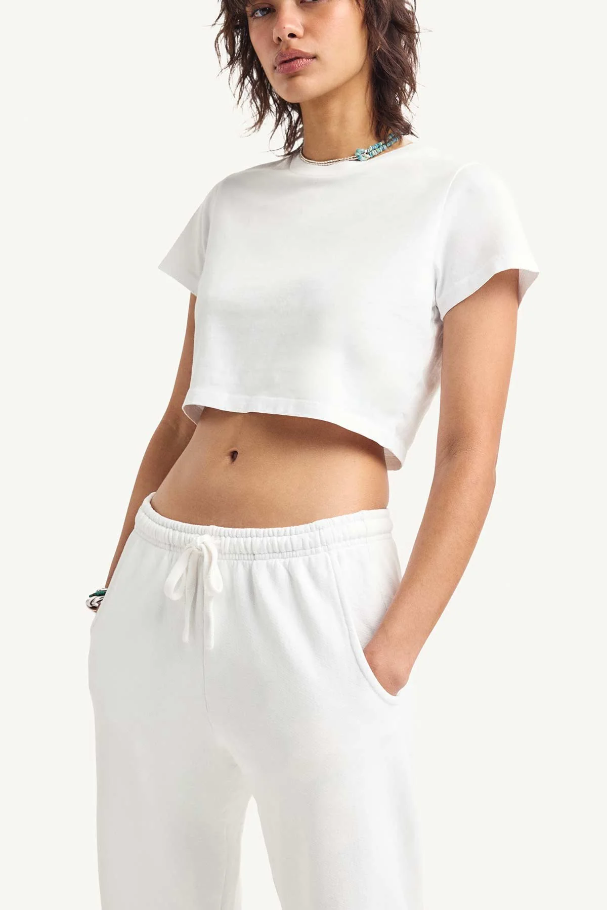 Coast Fitted Crop Shirt - White Cotton Jersey