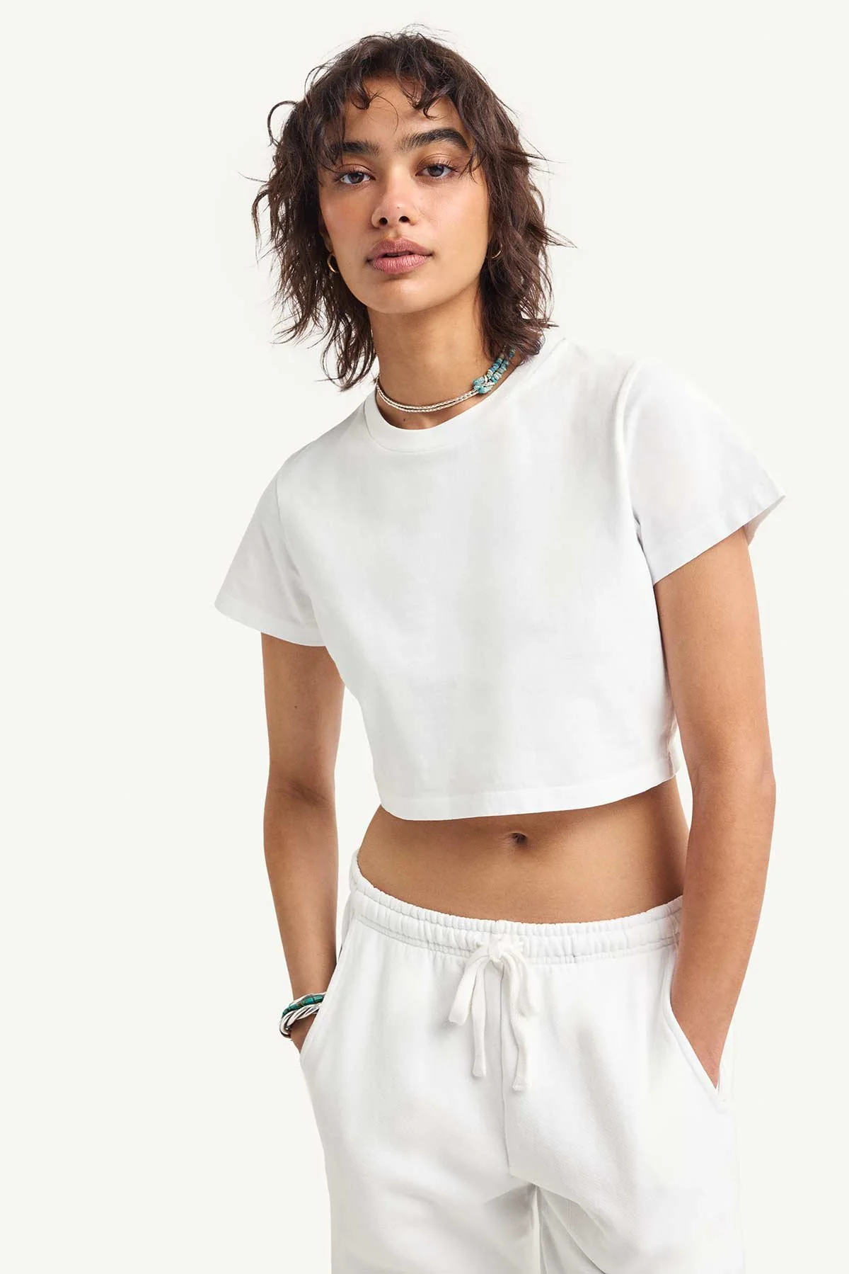 Coast Fitted Crop Shirt - White Cotton Jersey