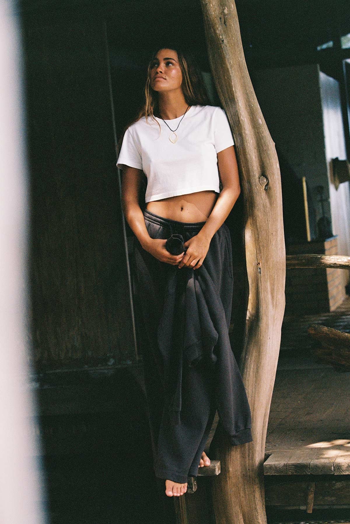 Coast Fitted Crop Shirt - White Cotton Jersey