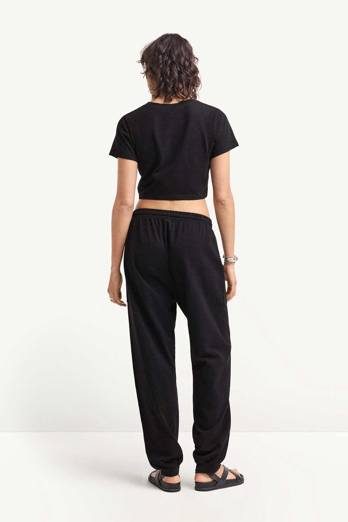 Coast Fitted Crop Shirt - Black Cotton Jersey