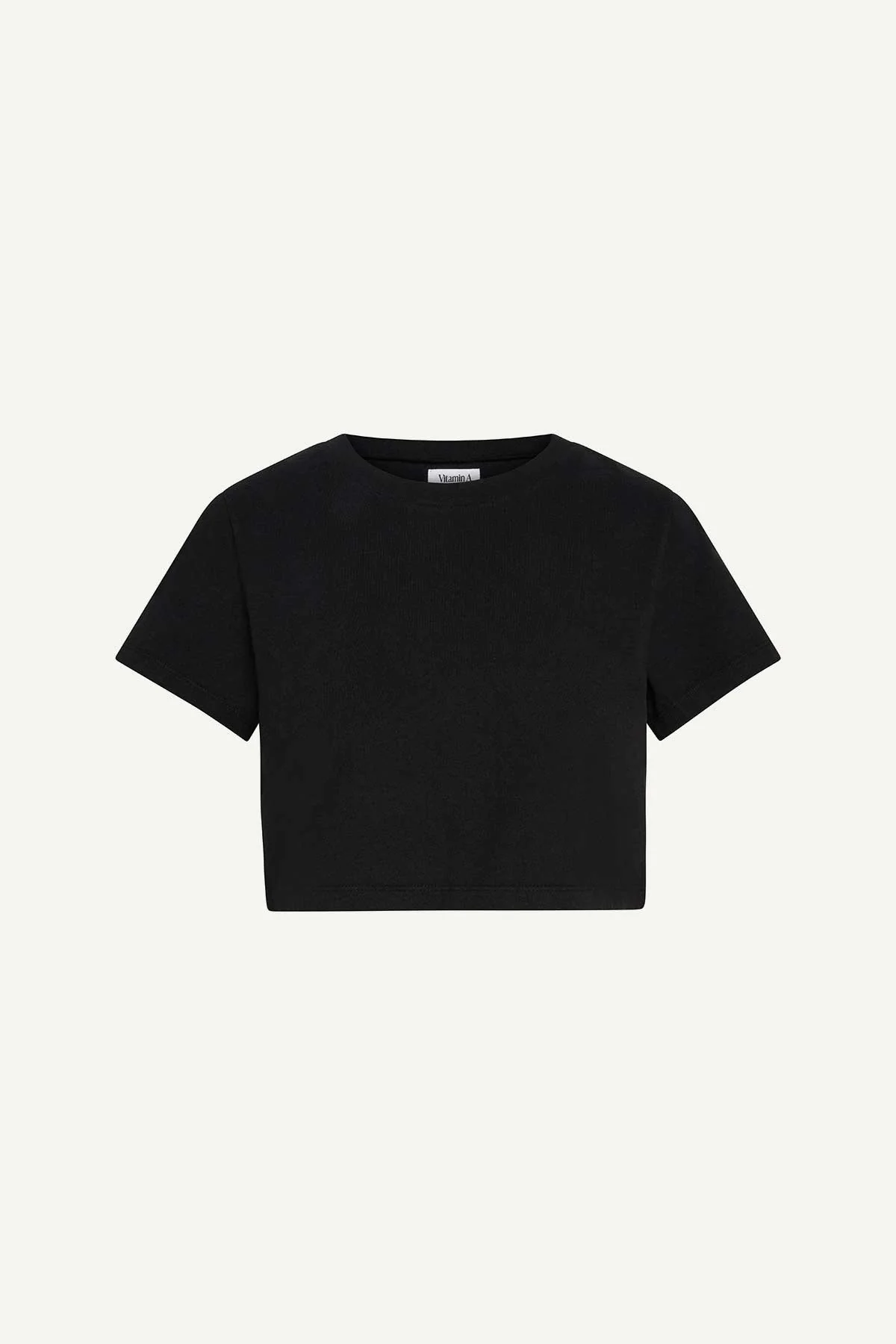 Coast Fitted Crop Shirt - Black Cotton Jersey