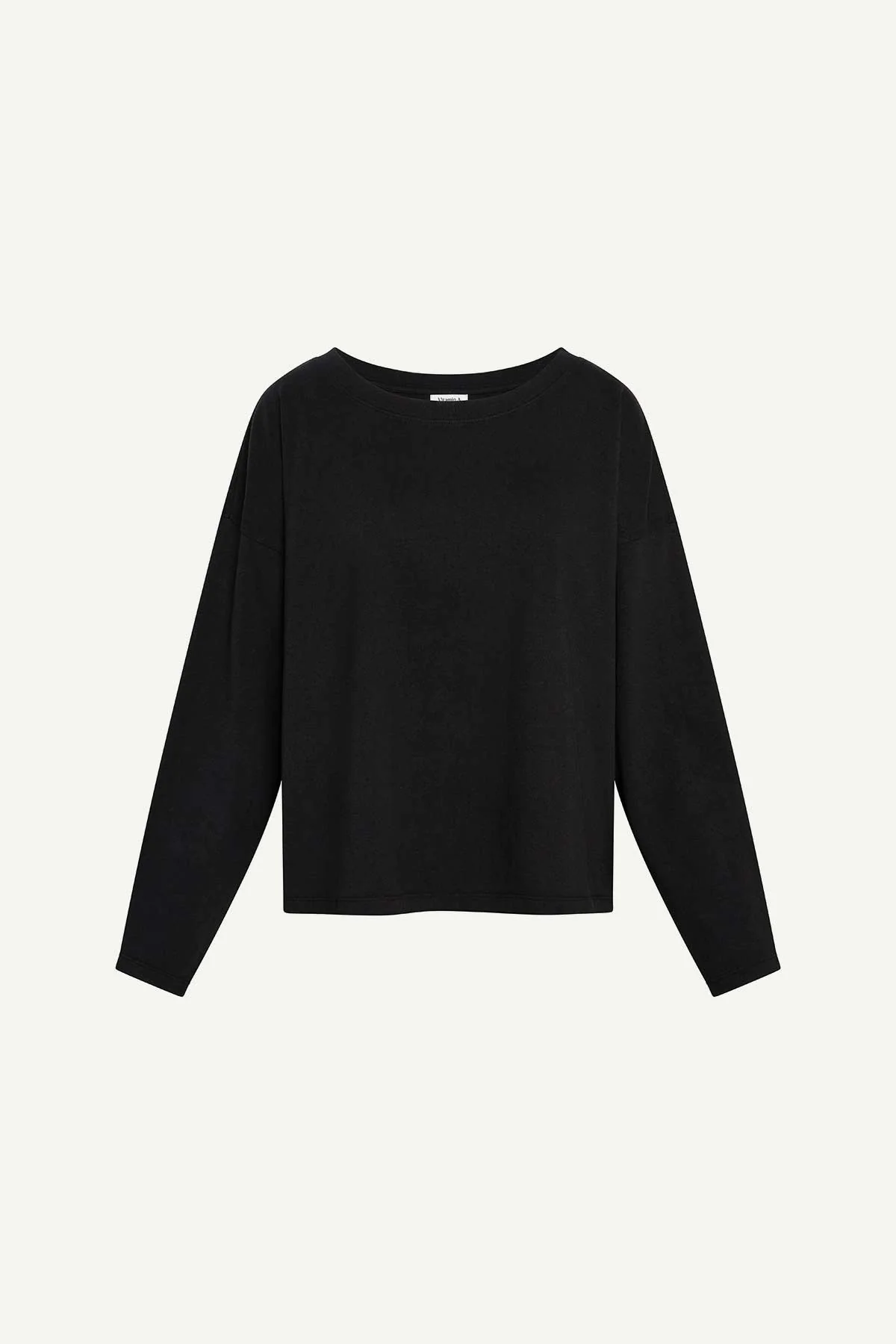 Coast Long Sleeve Crew Neck - Black Cotton Jersey