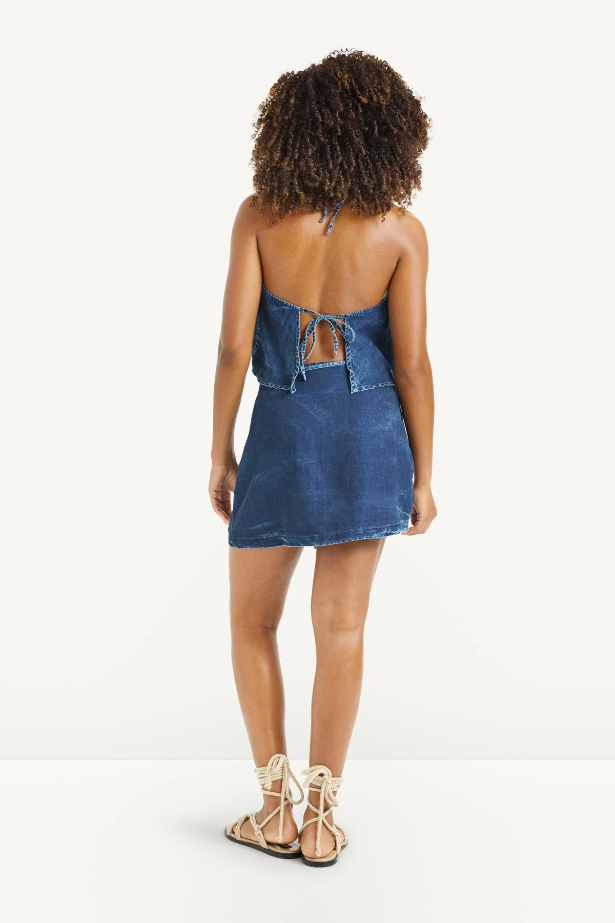 Willa Mini Wrap Skirt - Daydream Denim Cotton Linen