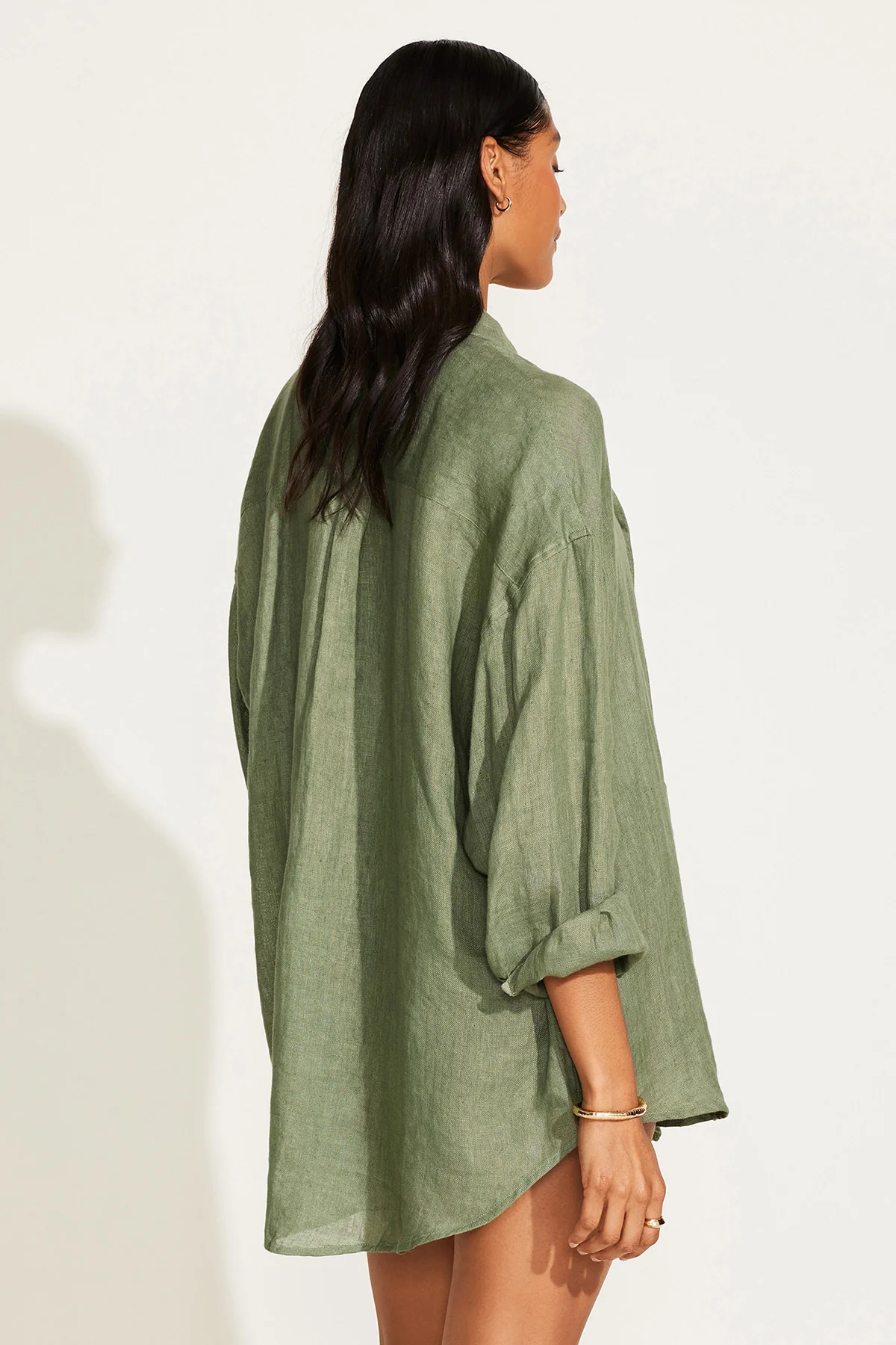 Playa Linen Boyfriend Shirt - Agave EcoLinen