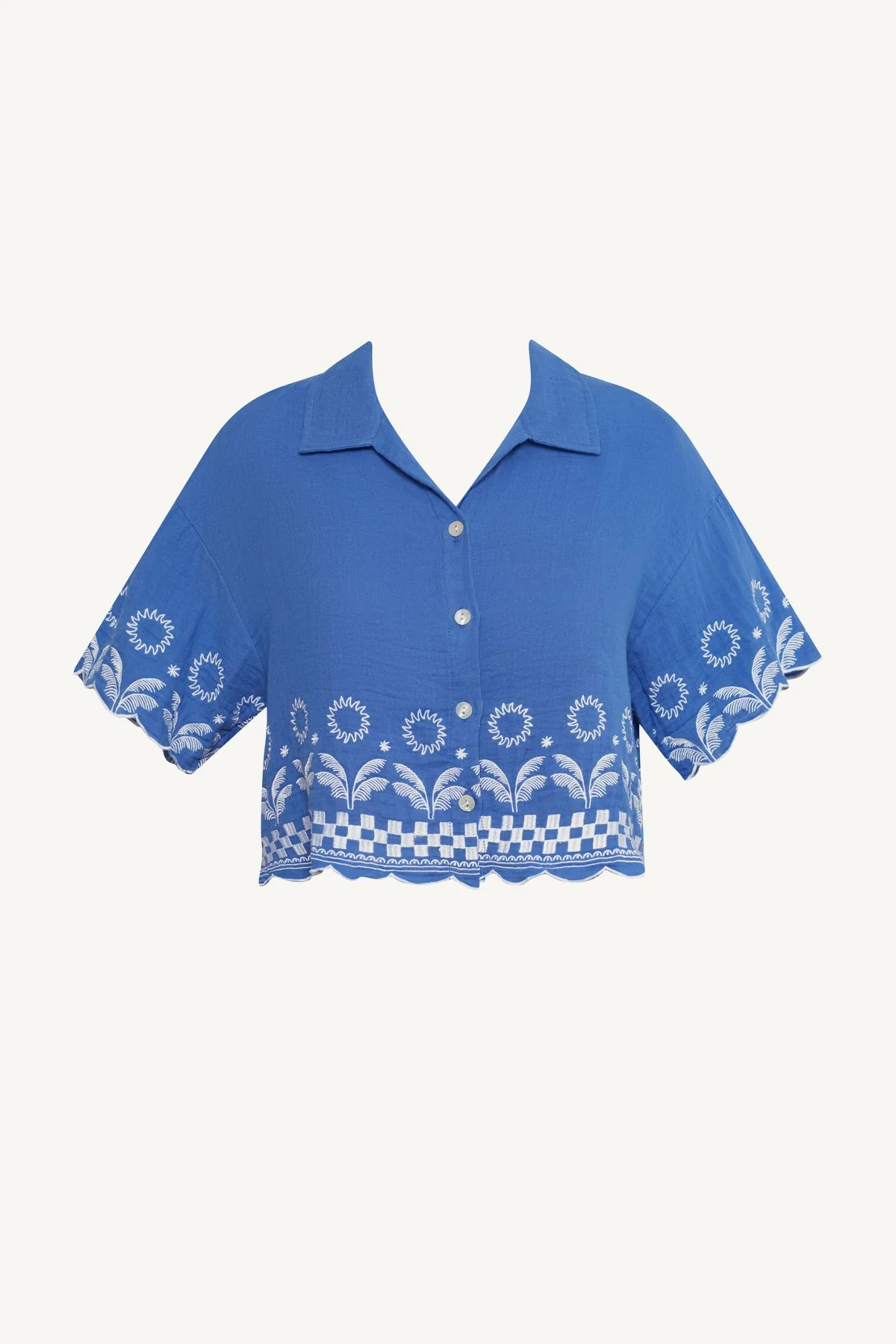 Daya Embroidered Blouse - Cobalt Mykonos
