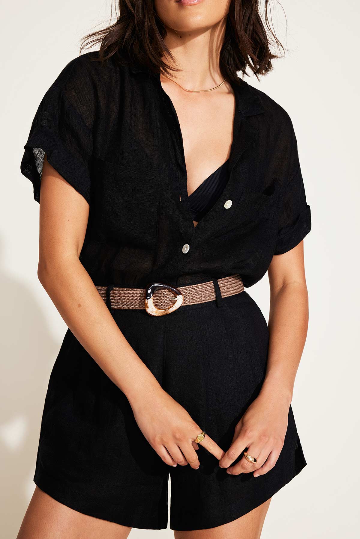 3291-playa-pocket-blouse-black-ecolinen-3.jpg Playa Pocket Blouse - Black EcoLinen