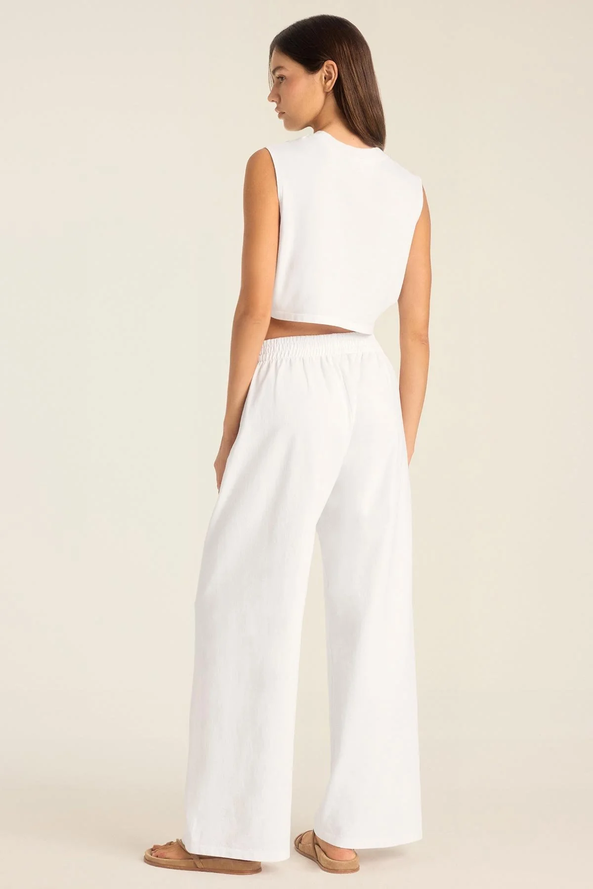 Coast Crop Muscle Tank - White Cotton Jersey