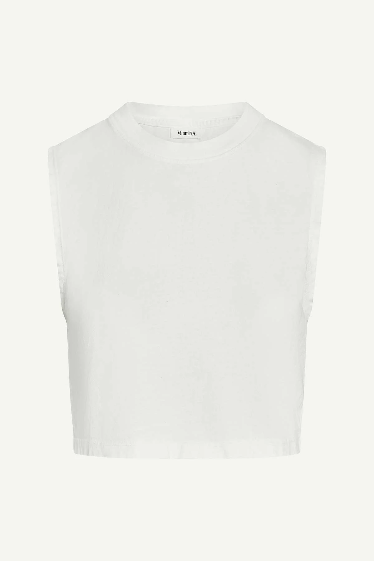 Coast Crop Muscle Tank - White Cotton Jersey