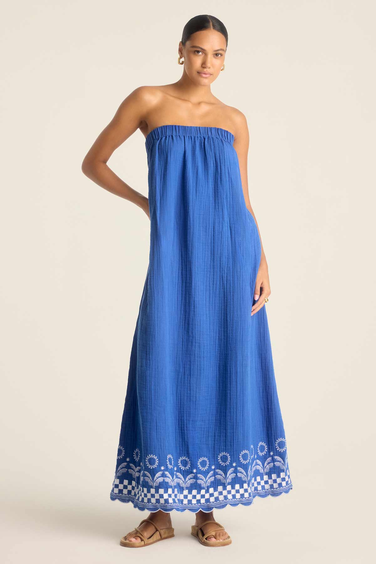 3581-daya-embroidered-dress-cobalt-mykonos-1.jpg Daya Embroidered Dress - Cobalt Mykonos
