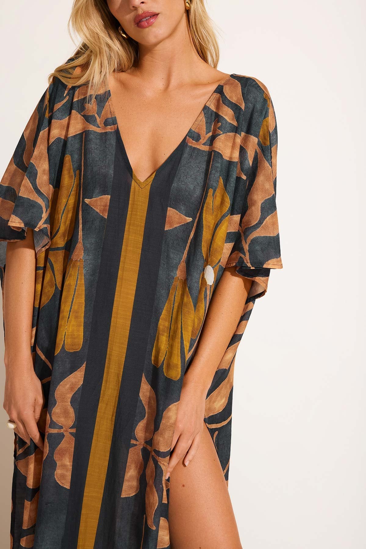 Cerise Caftan - Kelp Flower Cotton Cupro