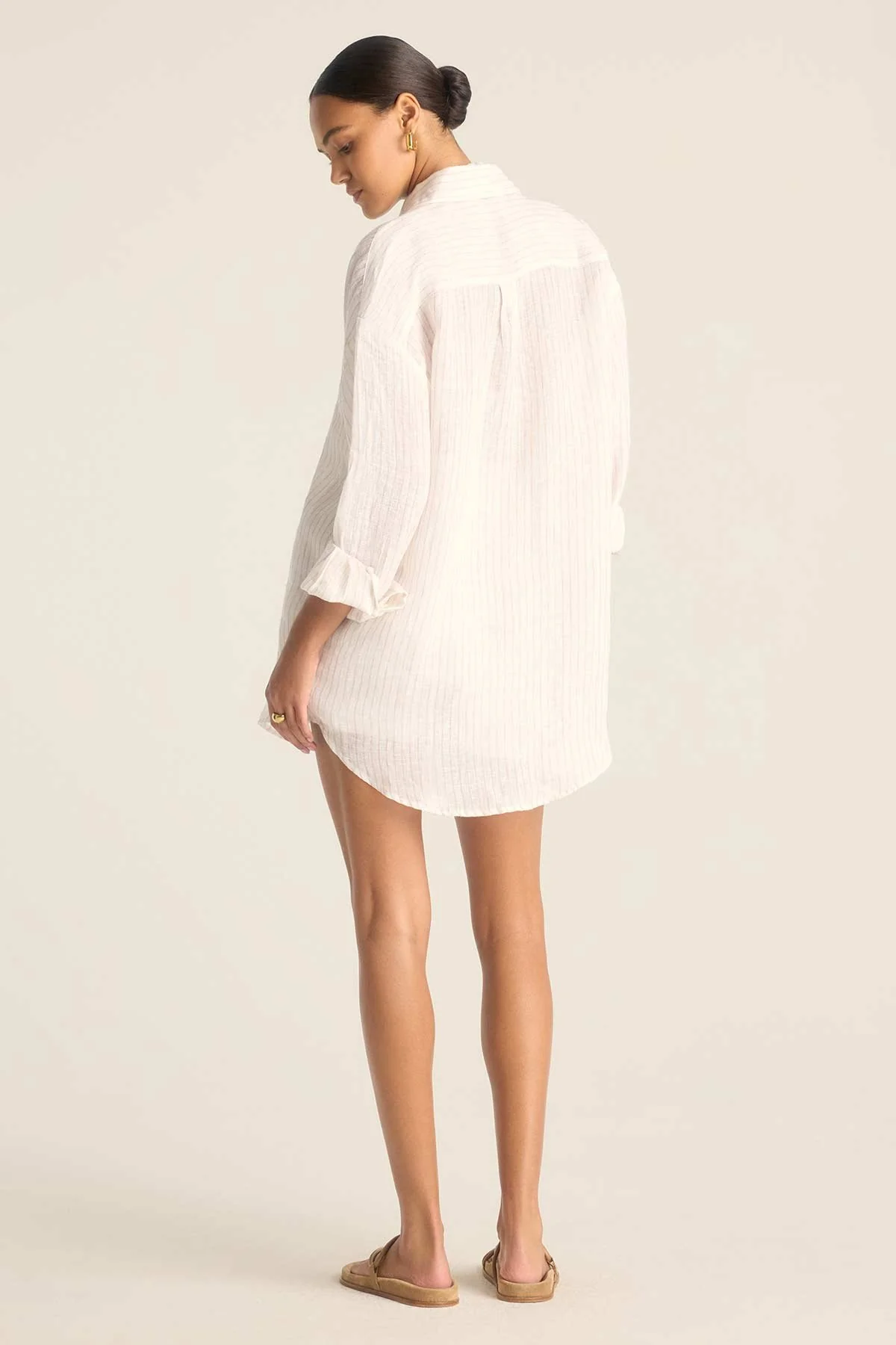 Playa Linen Boyfriend Shirt - Boardwalk Stripe EcoLinen