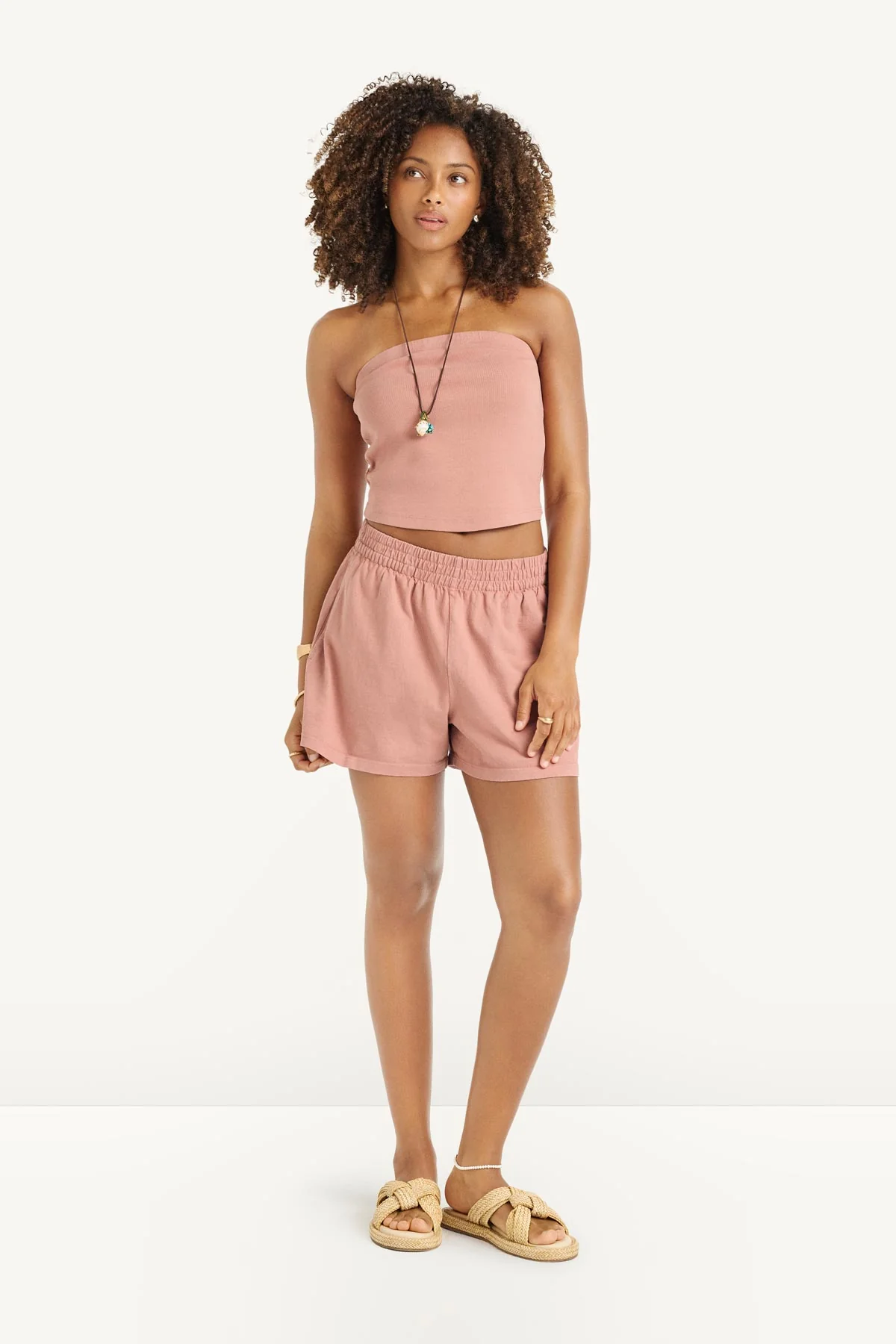 Daybreak Bandeau Top - Desert Rose Cotton Rib