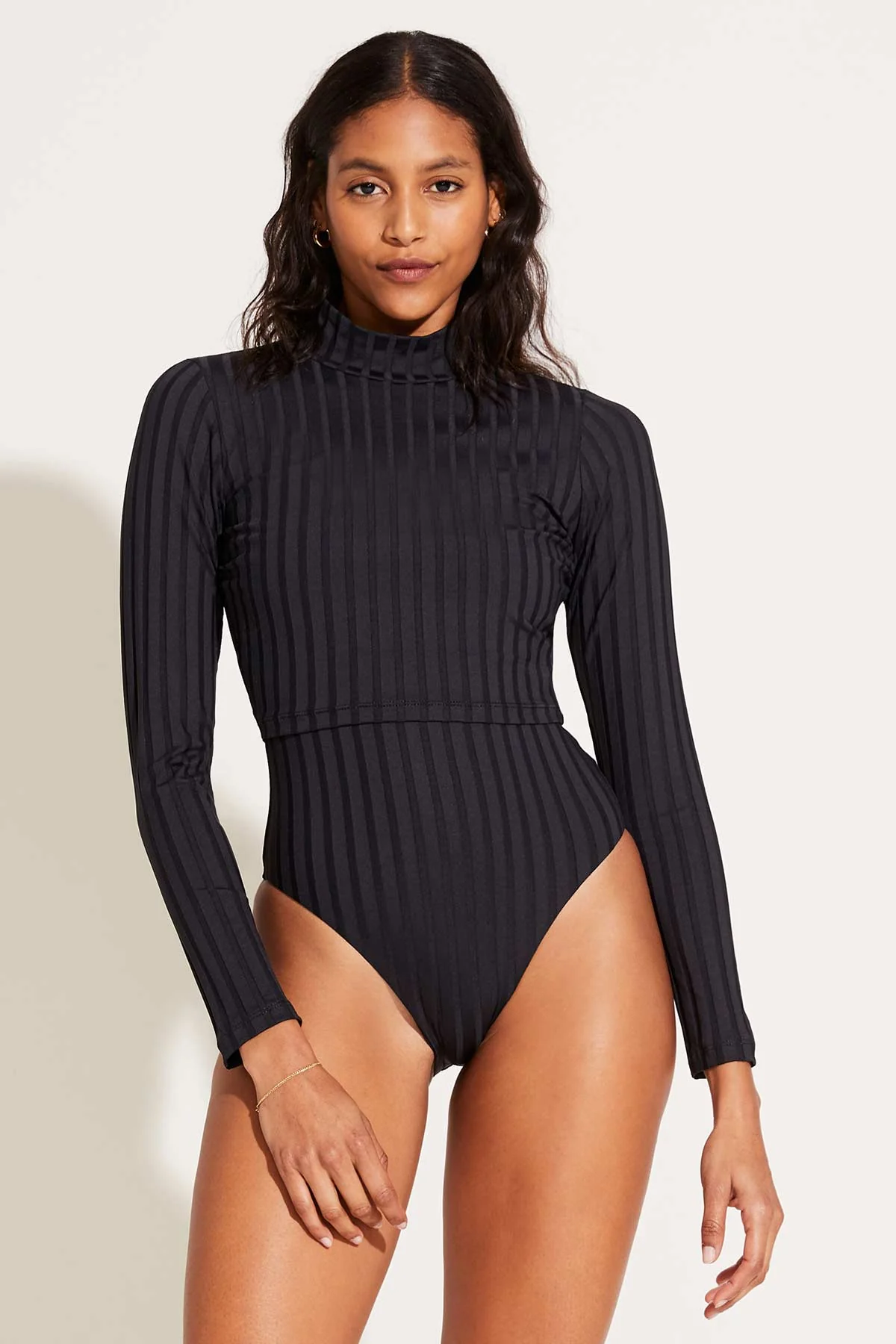 Rossi Long Sleeve Swim Tee - Black SuperRib