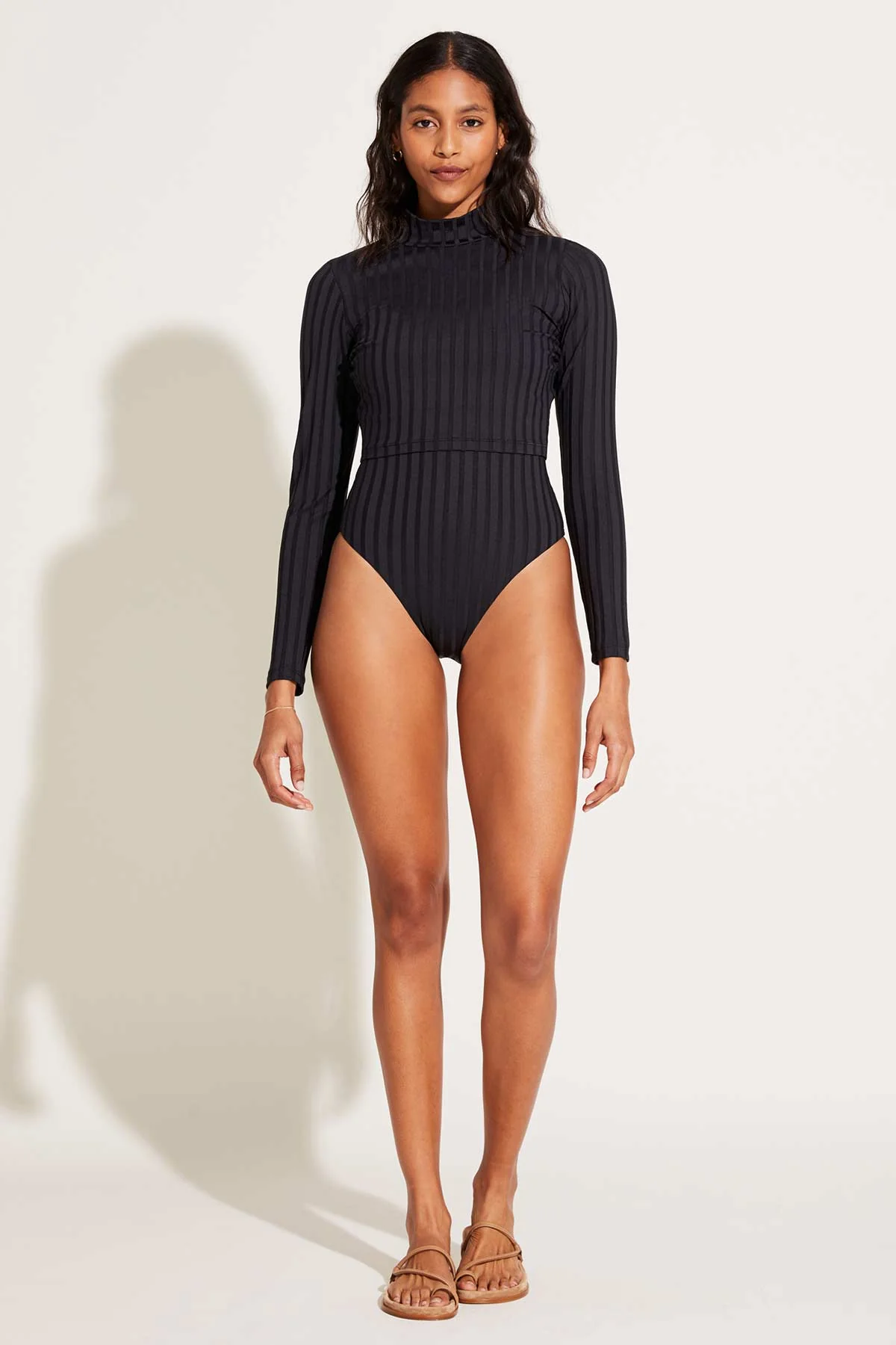 Rossi Long Sleeve Swim Tee - Black SuperRib