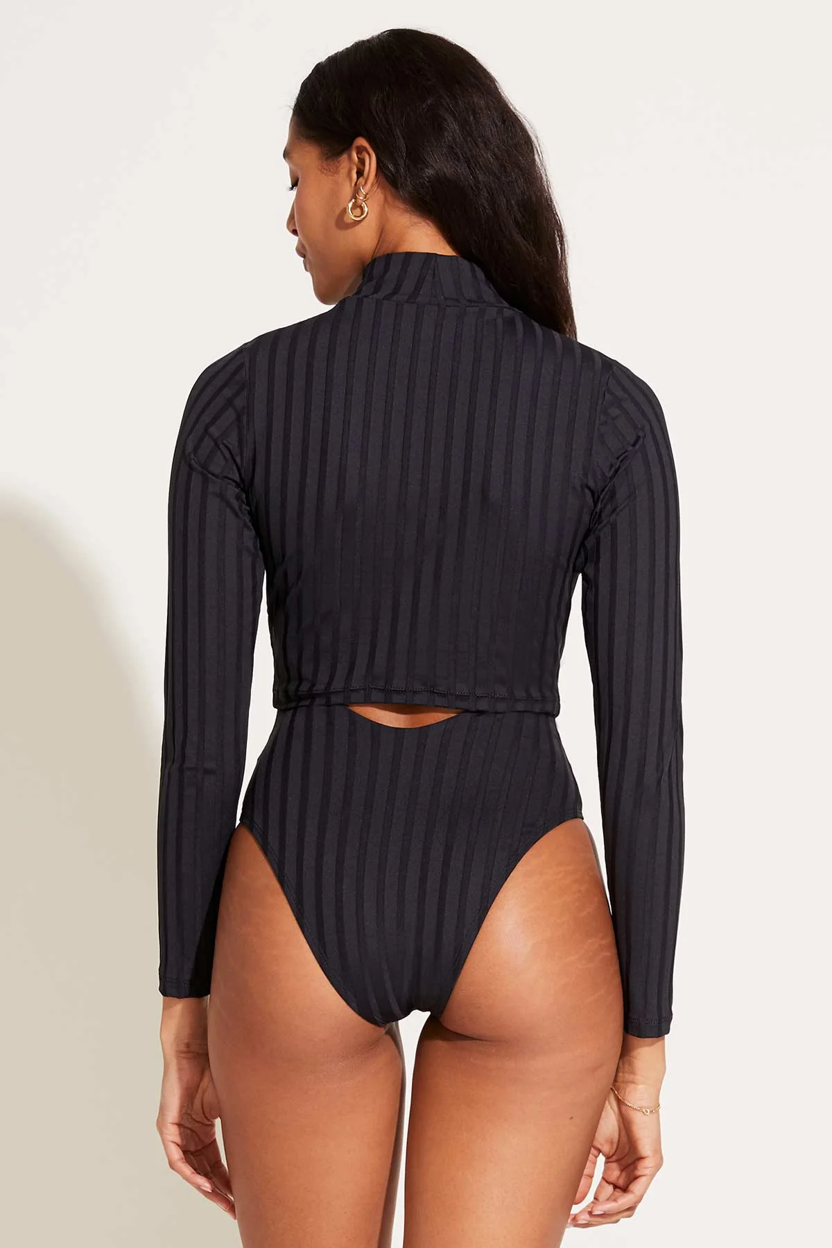 Rossi Long Sleeve Swim Tee - Black SuperRib