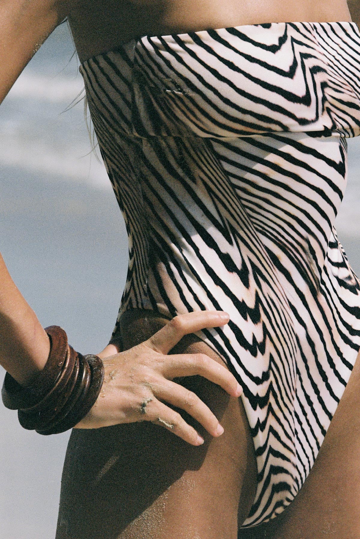 Classic Bandeau One Piece - Shell Stripe EcoShimmer