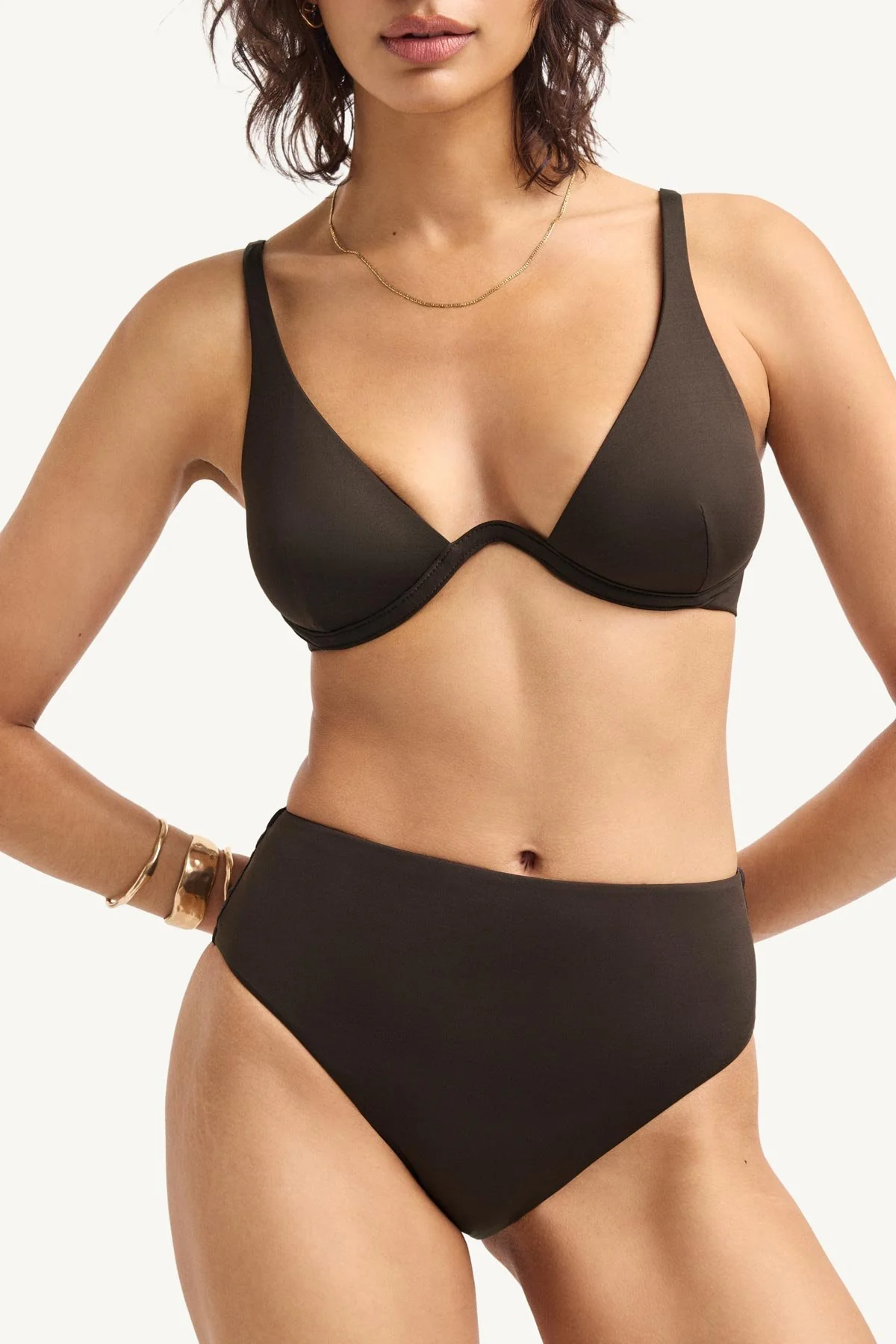 Barcelona High Waist Bottom - Deep Earth EcoLux