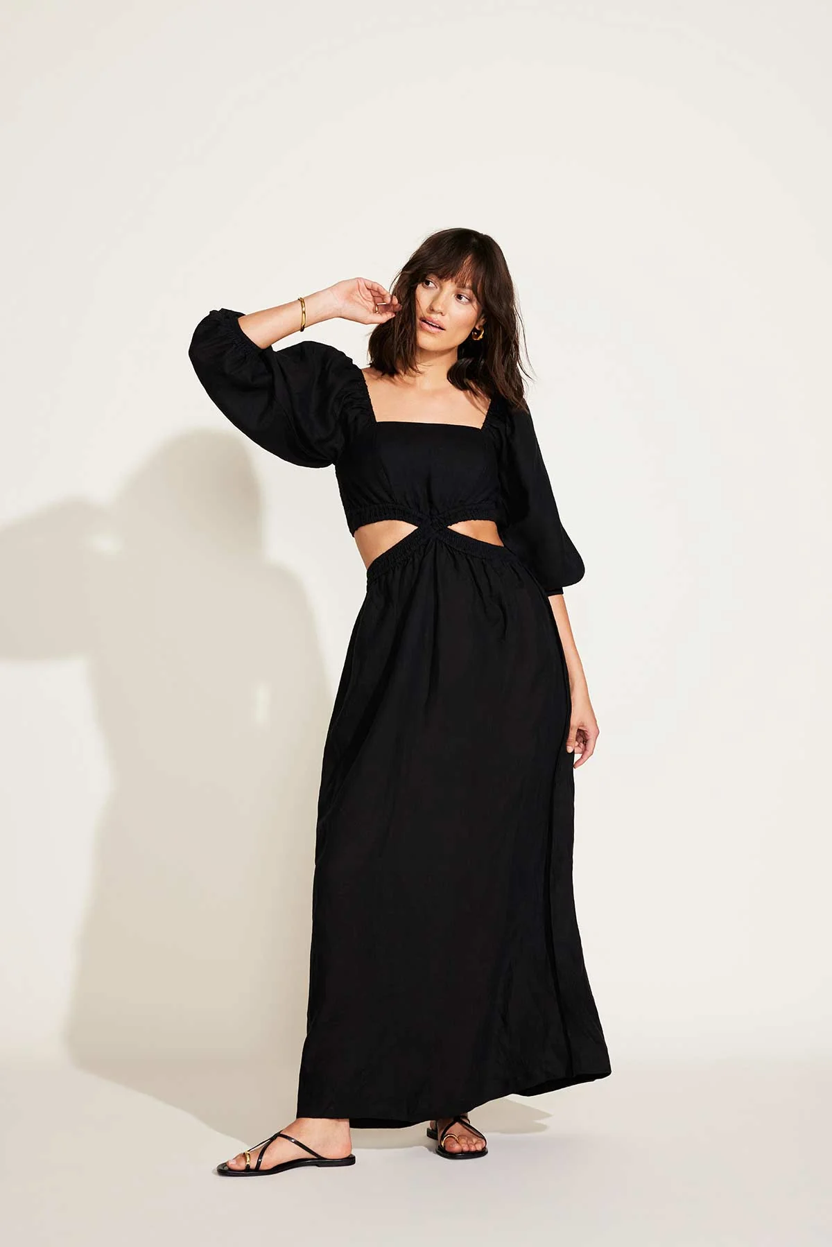 Cierra Cut Out Dress - Black EcoLinen