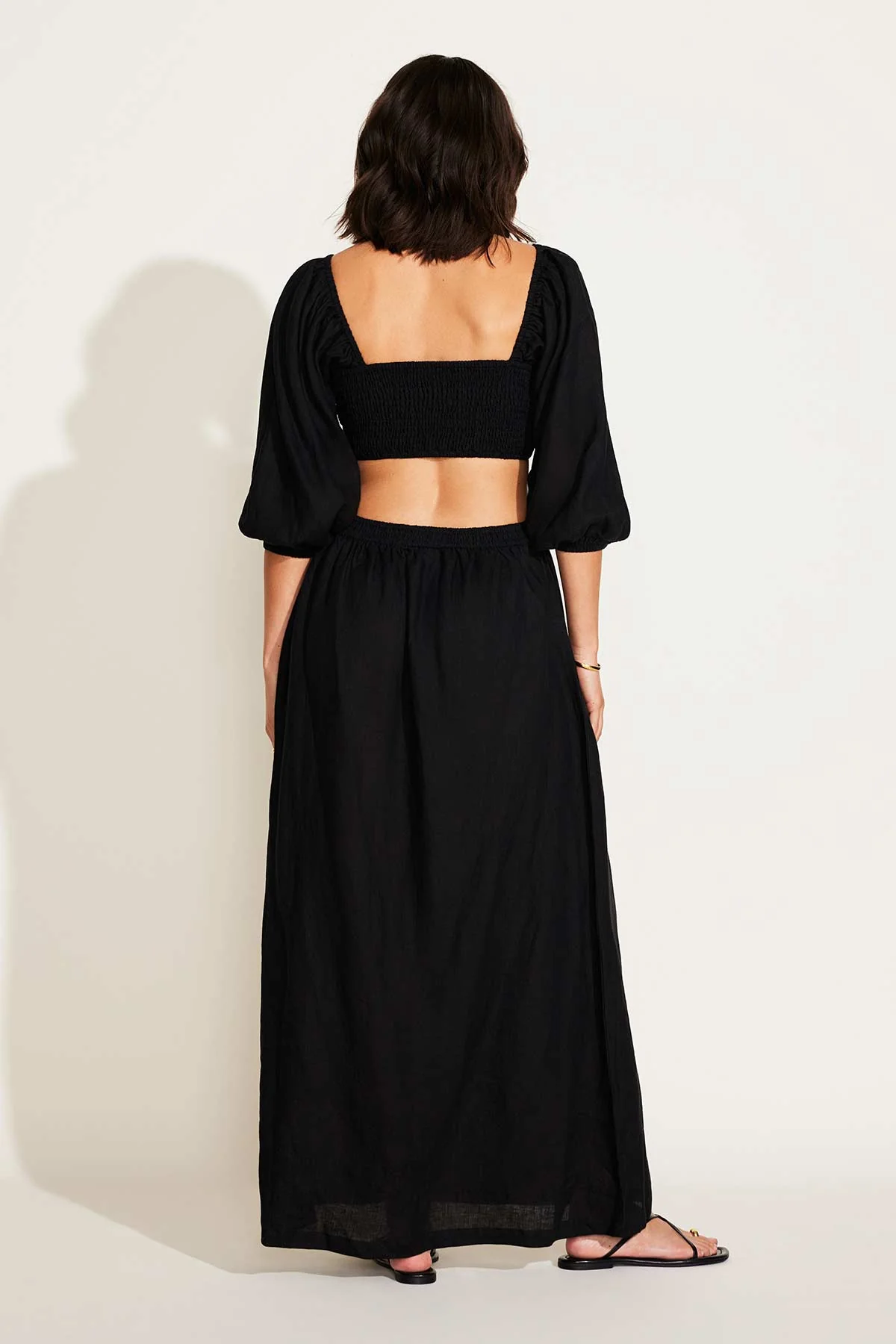 Cierra Cut Out Dress - Black EcoLinen