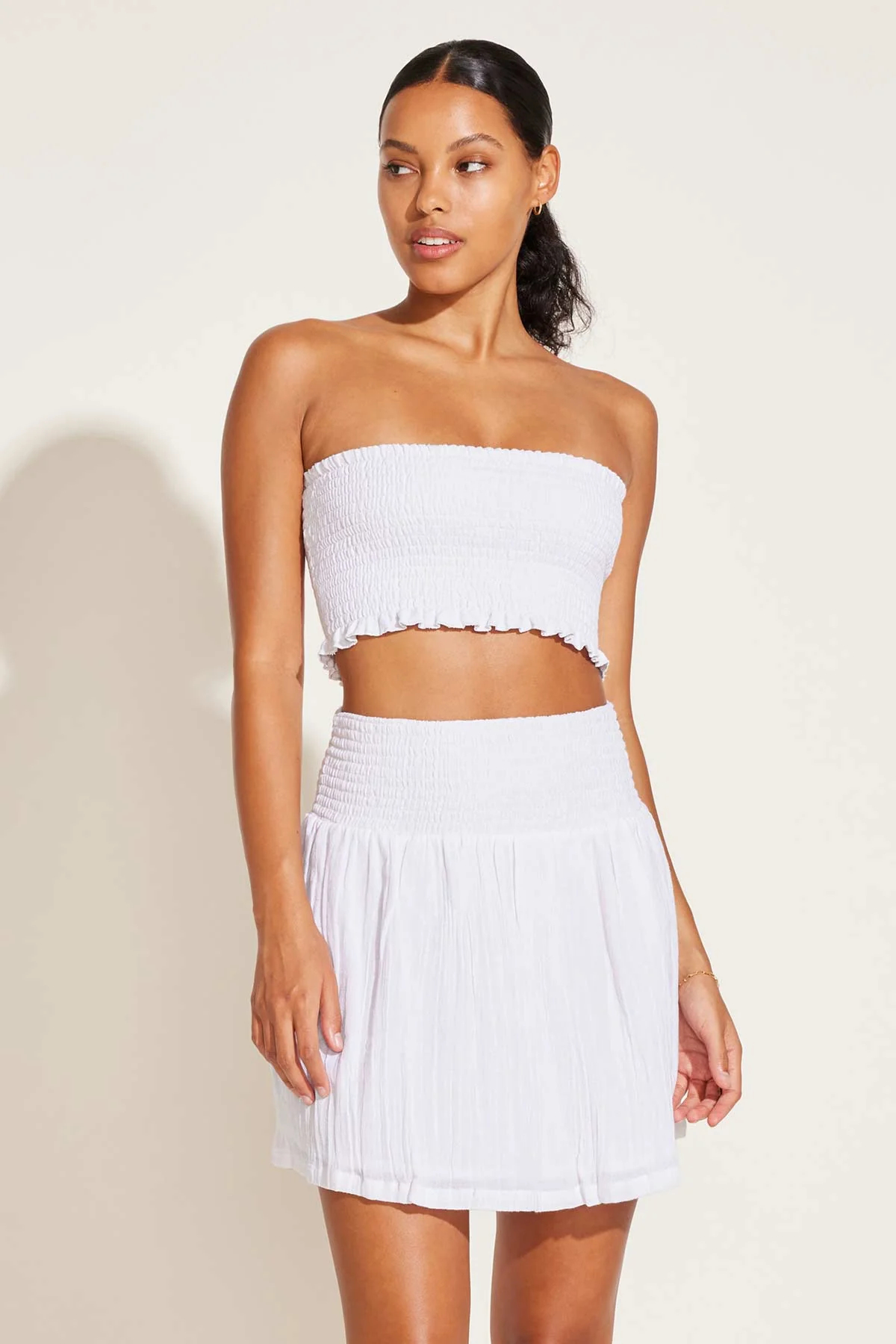 4044-nya-smocked-bandeau-top-white-crinkle-linen-1.webp Nya Smocked Bandeau Top - White Crinkle Linen