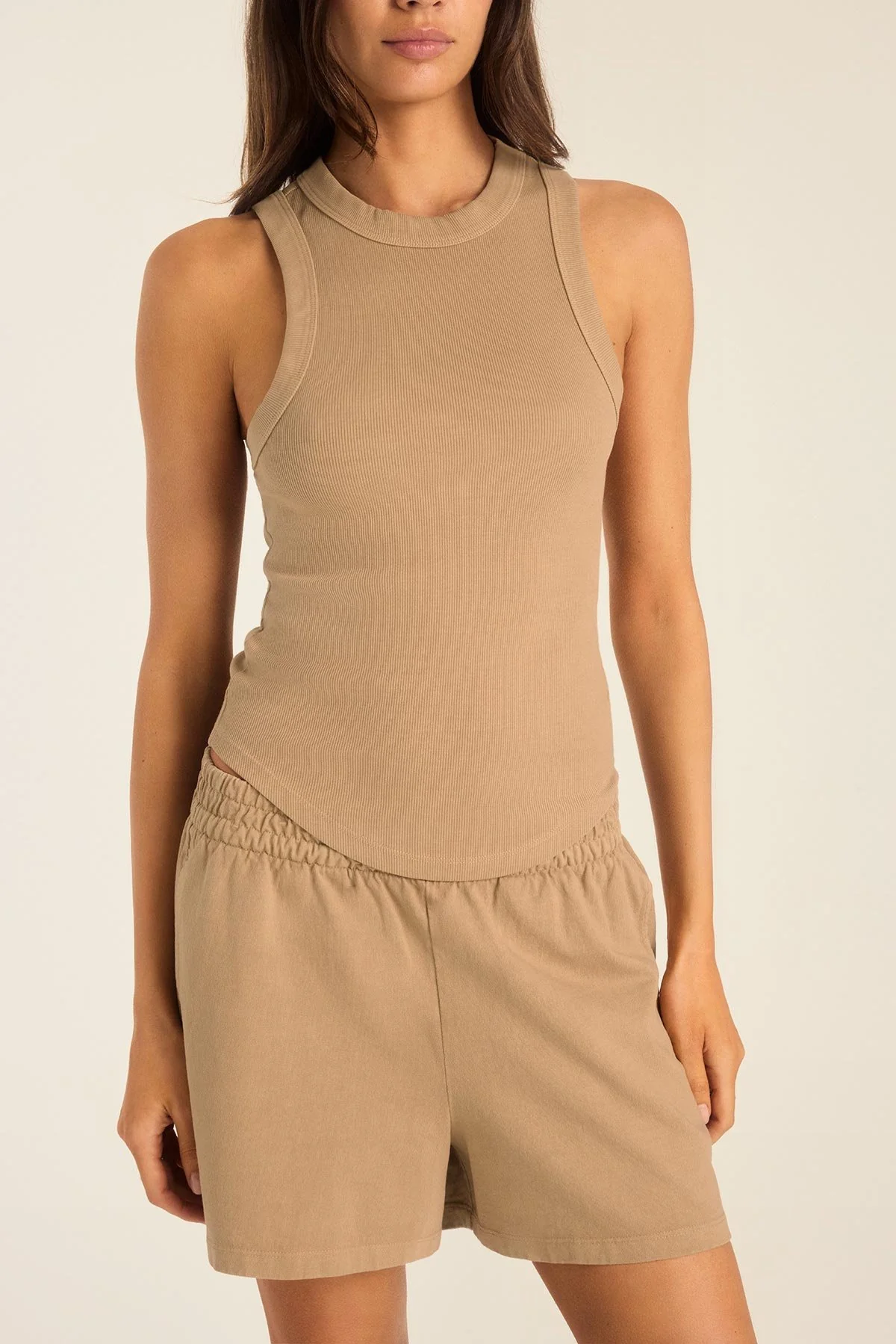 4391-daybreak-essential-tank-latte-cotton-rib-1.webp Daybreak Essential Tank - Latte Cotton Rib