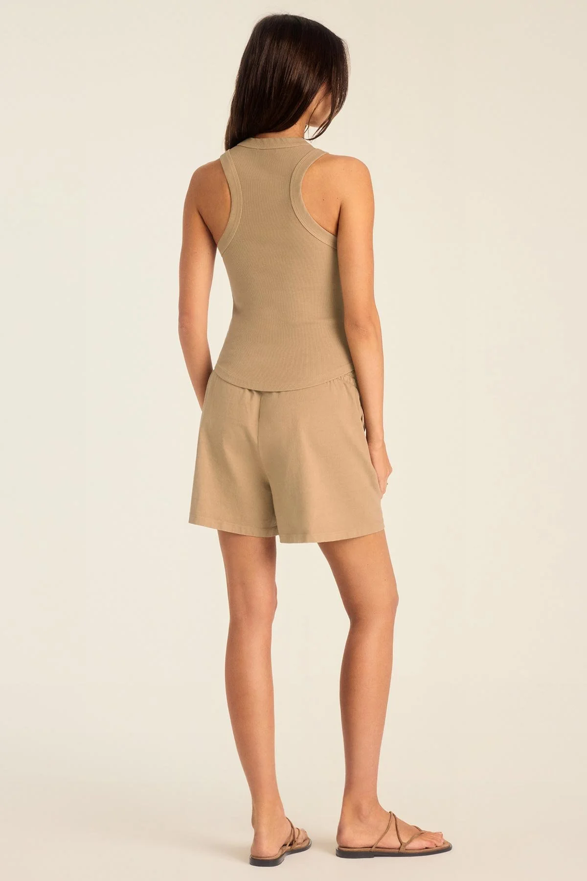 Daybreak Essential Tank - Latte Cotton Rib