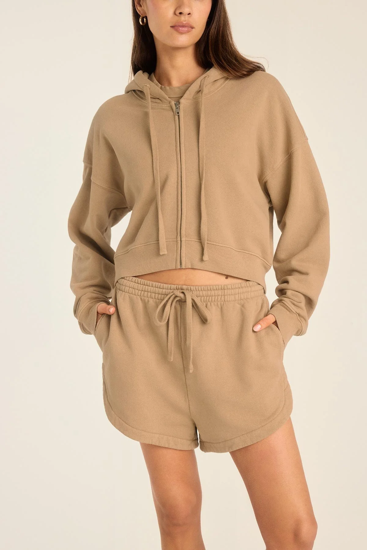 4396-dawn-crop-hoodie-latte-french-terry-1.webp Dawn Crop Hoodie - Latte French Terry