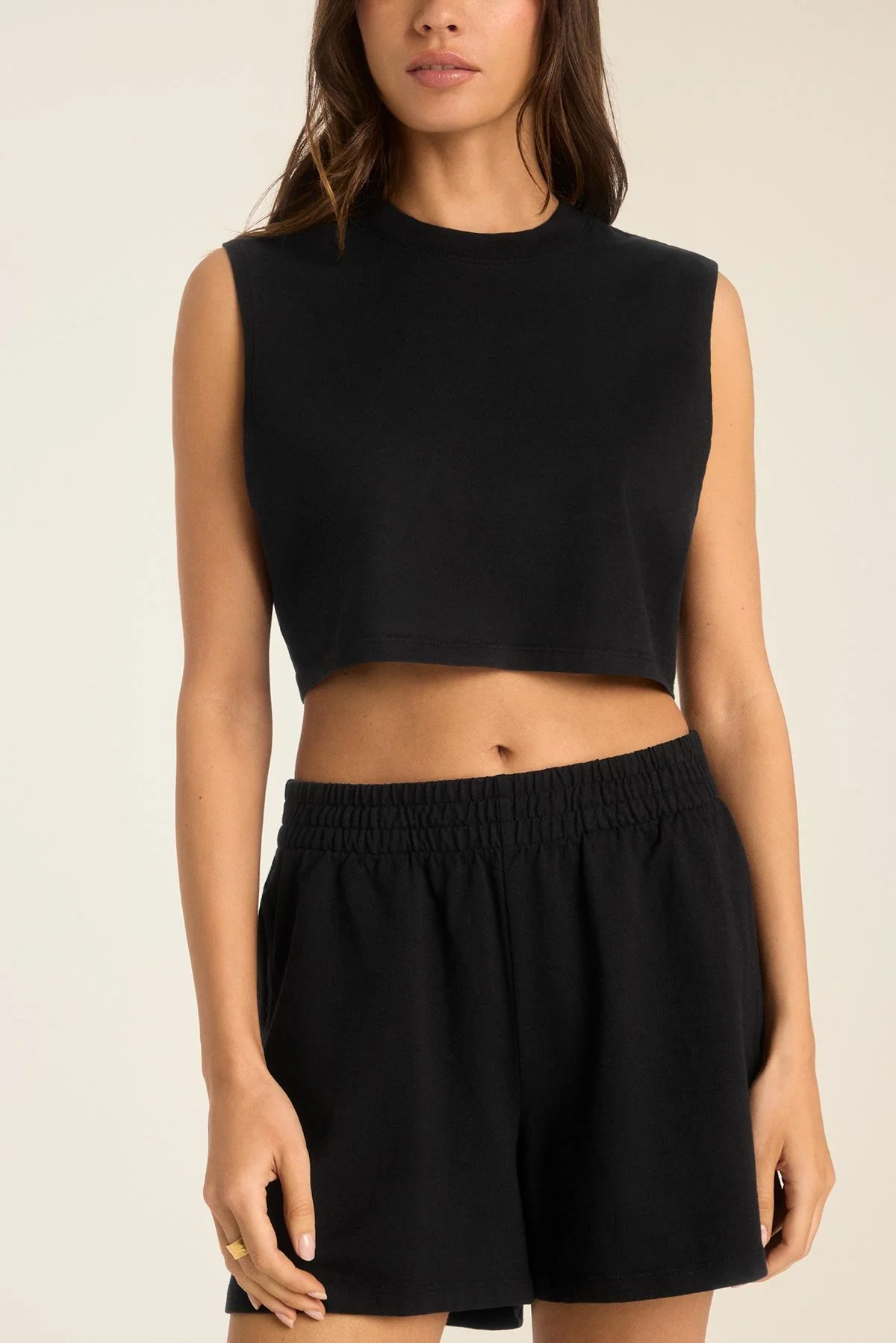 4406-coast-crop-muscle-tank-black-cotton-jersey-1.webp Coast Crop Muscle Tank - Black Cotton Jersey