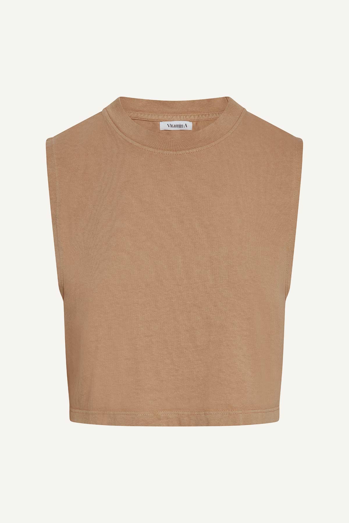 Coast Crop Muscle Tank - Latte Cotton Jersey