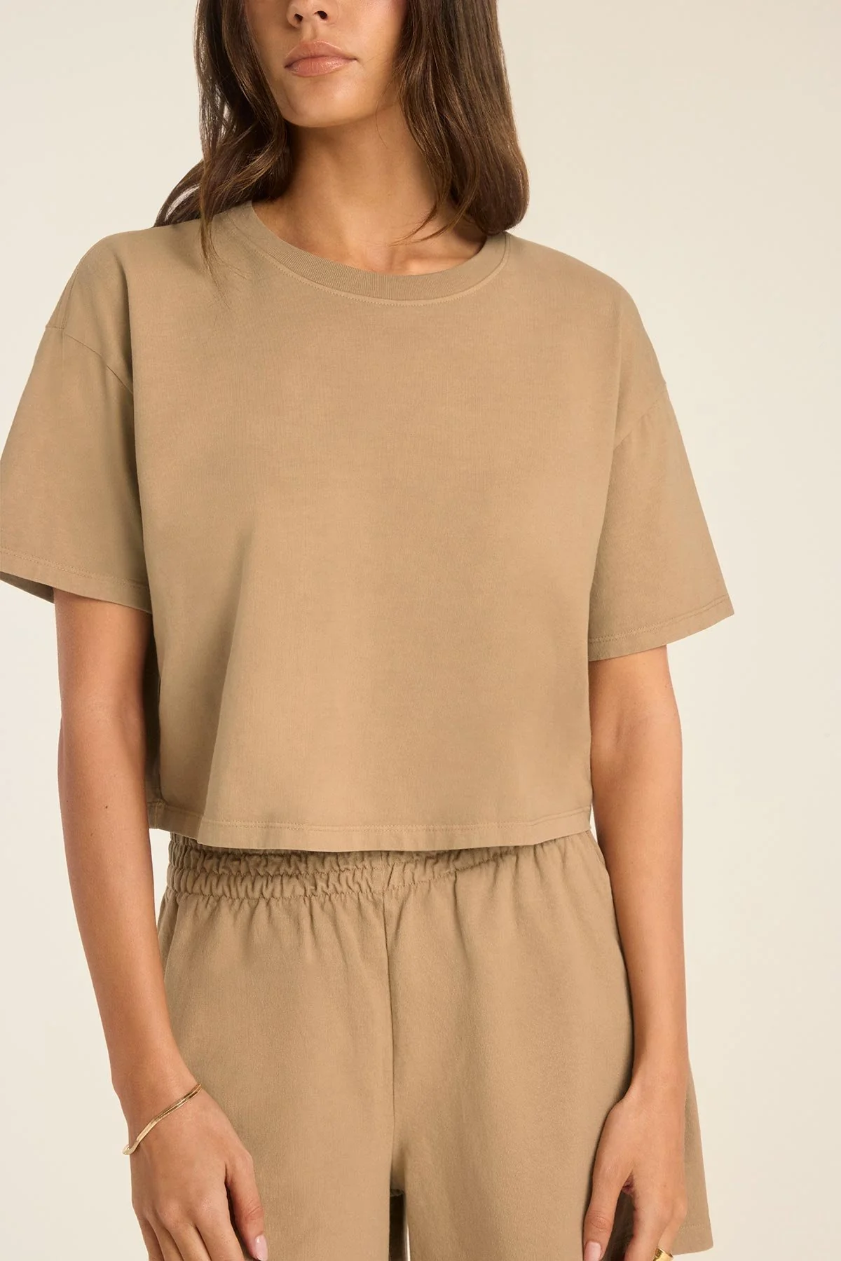 4416-coast-crop-tee-latte-cotton-jersey-1.webp Coast Crop Tee - Latte Cotton Jersey