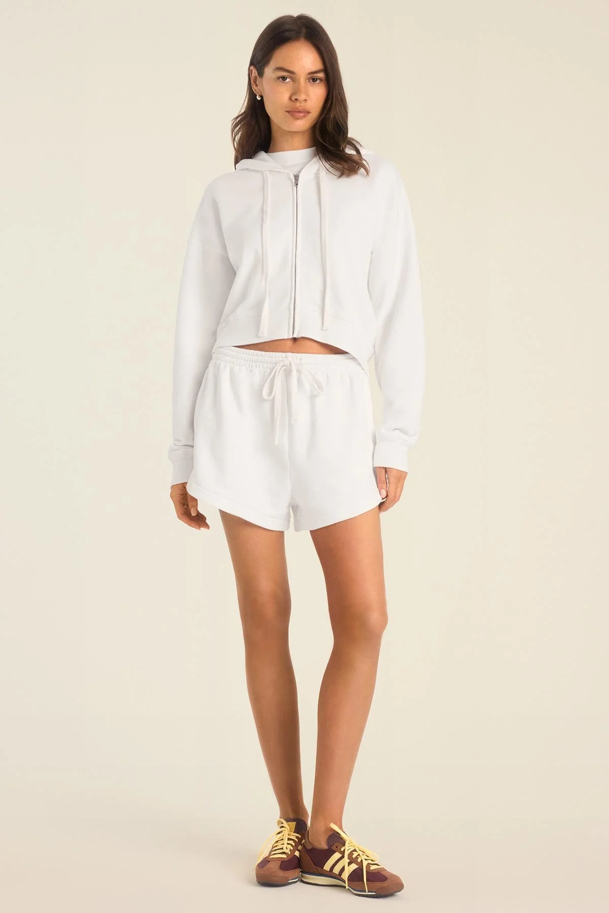 Dawn Crop Hoodie - White French Terry