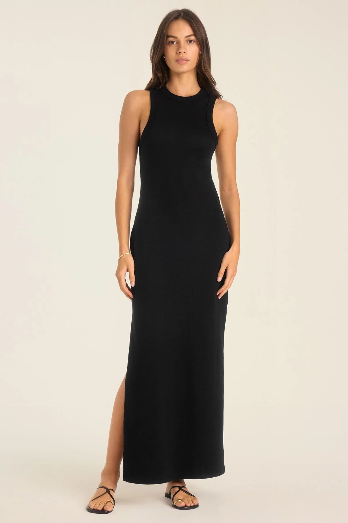 4523-daybreak-essential-midi-dress-black-cotton-rib-1.webp Daybreak Essential Midi Dress - Black Cotton Rib