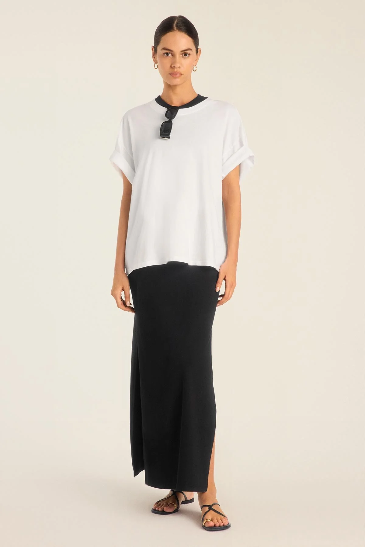 Daybreak Essential Midi Dress - Black Cotton Rib