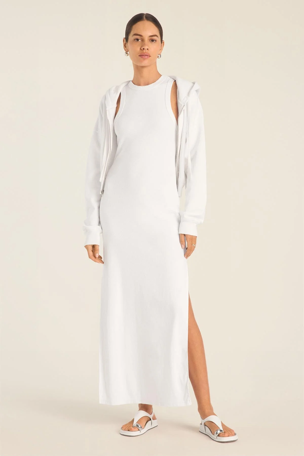 4528-daybreak-essential-midi-dress-white-cotton-rib-1.webp Daybreak Essential Midi Dress - White Cotton Rib
