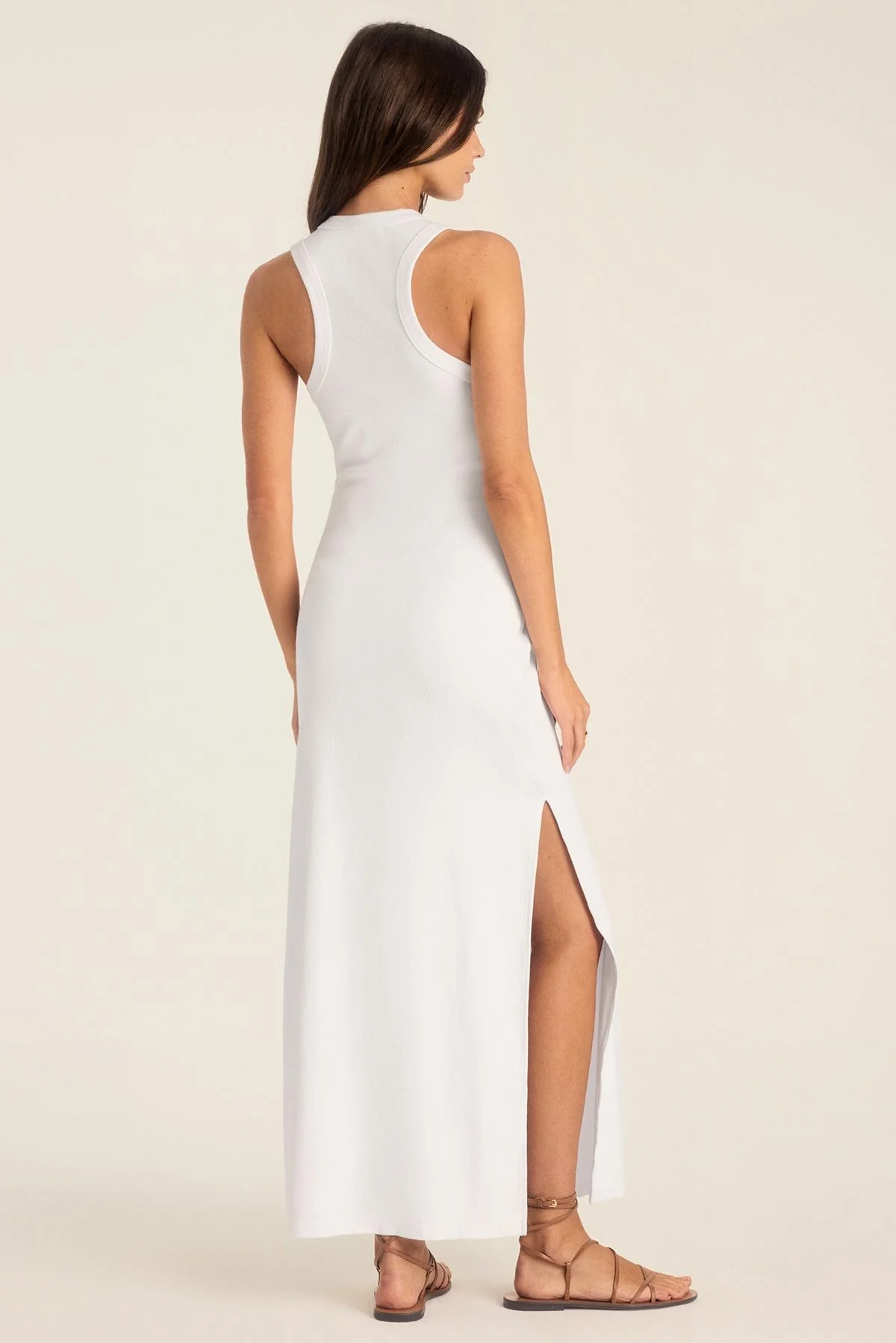 Daybreak Essential Midi Dress - White Cotton Rib