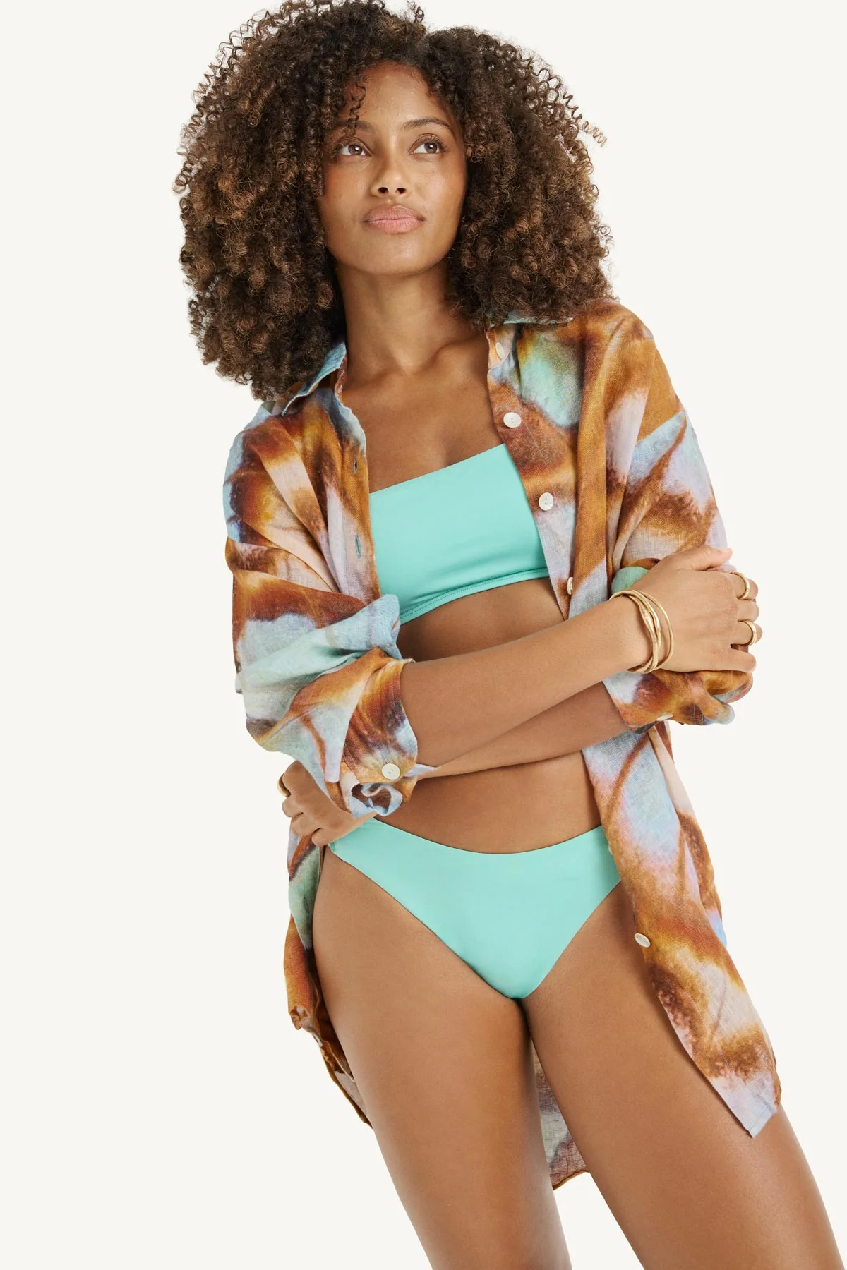 Playa Boyfriend Shirt - Malachite Butterfly EcoLinen