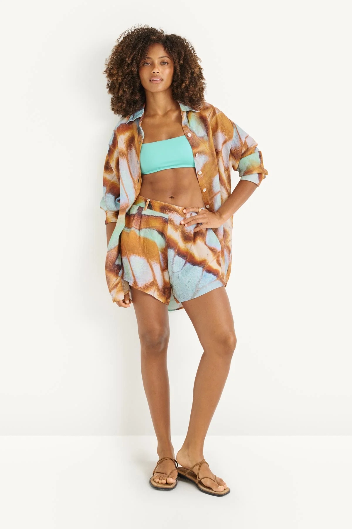 Playa Boyfriend Shirt - Malachite Butterfly EcoLinen