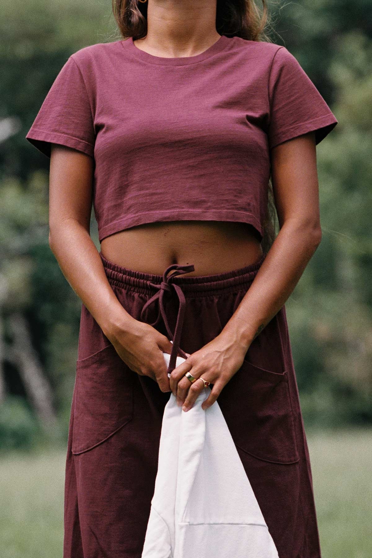 Coast Fitted Crop Shirt - Crushed Berry Cotton Jersey
