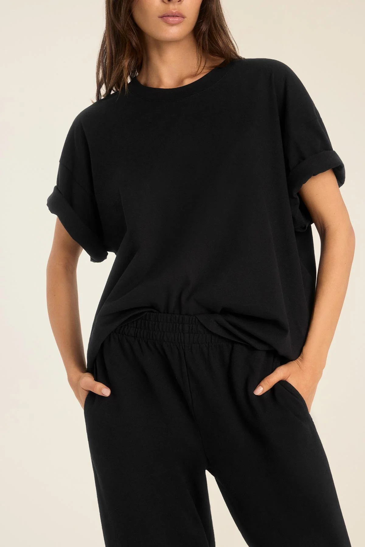 Coast Oversized Boyfriend Tee - Black Cotton Jersey