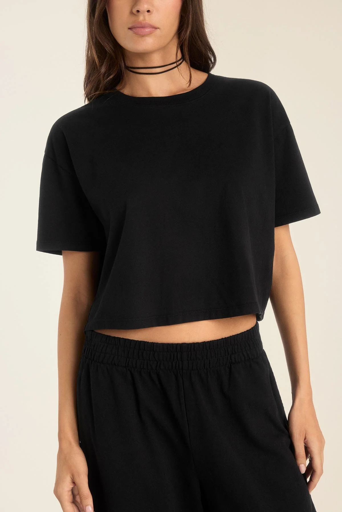 709-coast-crop-tee-black-cotton-jersey-1.webp Coast Crop Tee - Black Cotton Jersey